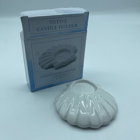 Votive Candle Holders Set of 3 Sea Shells White - Picture 4 of 8